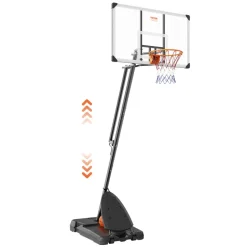 VEVOR Basketball Hoop, 7.6-10 ft Adjustable Height Portable Backboard System, 54 inch Basketball Hoop & Goal, Kids & Adults Basketball Set with Wheels, Stand, and Fillable Base, for Outdoor/Indoor