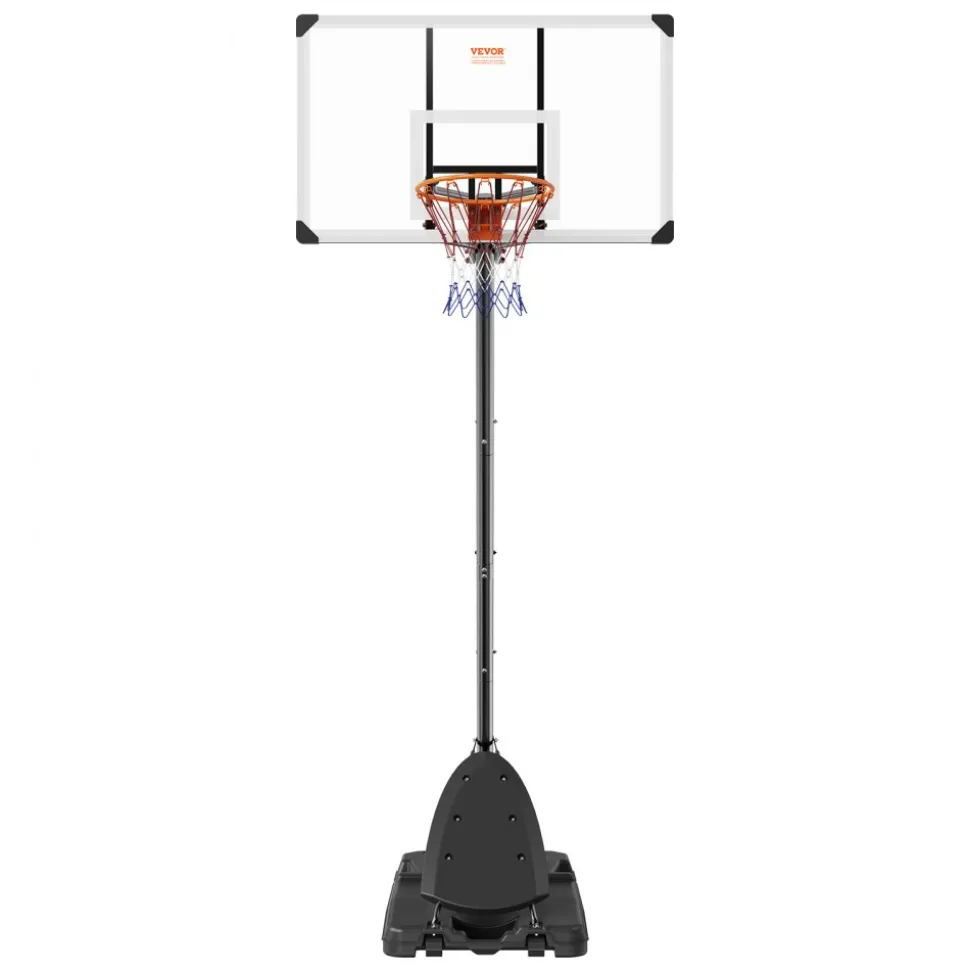VEVOR Basketball Hoop, 7.6-10 ft Adjustable Height Portable Backboard System, 54 inch Basketball Hoop & Goal, Kids & Adults Basketball Set with Wheels, Stand, and Fillable Base, for Outdoor/Indoor