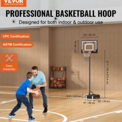 VEVOR Basketball Hoop, 4-10 ft Adjustable Height Portable Backboard System, 44 inch Basketball Hoop & Goal, Kids & Adults Basketball Set with Wheels, Stand, and Fillable Base, for Outdoor/Indoor
