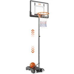 VEVOR Basketball Hoop, 4-10 ft Adjustable Height Portable Backboard System, 44 inch Basketball Hoop & Goal, Kids & Adults Basketball Set with Wheels, Stand, and Fillable Base, for Outdoor/Indoor