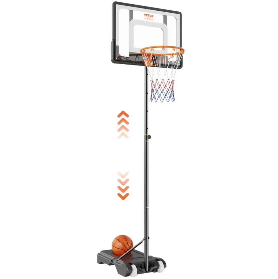 VEVOR Basketball Hoop, 4-10 ft Adjustable Height Portable Backboard System, 44 inch Basketball Hoop & Goal, Kids & Adults Basketball Set with Wheels, Stand, and Fillable Base, for Outdoor/Indoor