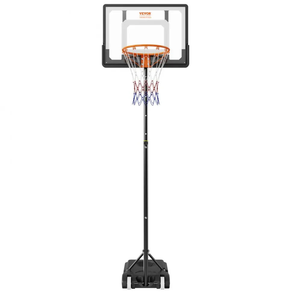 VEVOR Basketball Hoop, 4-10 ft Adjustable Height Portable Backboard System, 44 inch Basketball Hoop & Goal, Kids & Adults Basketball Set with Wheels, Stand, and Fillable Base, for Outdoor/Indoor