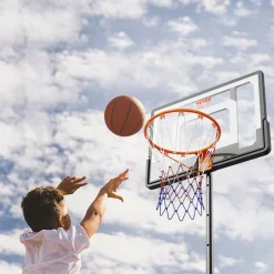 VEVOR Basketball Hoop, 4-10 ft Adjustable Height Portable Backboard System, 44 inch Basketball Hoop & Goal, Kids & Adults Basketball Set with Wheels, Stand, and Fillable Base, for Outdoor/Indoor