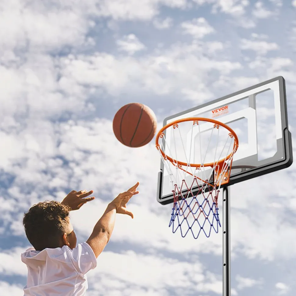 VEVOR Basketball Hoop, 4-10 ft Adjustable Height Portable Backboard System, 44 inch Basketball Hoop & Goal, Kids & Adults Basketball Set with Wheels, Stand, and Fillable Base, for Outdoor/Indoor
