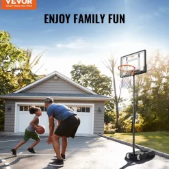 VEVOR Basketball Hoop, 4-10 ft Adjustable Height Portable Backboard System, 44 inch Basketball Hoop & Goal, Kids & Adults Basketball Set with Wheels, Stand, and Fillable Base, for Outdoor/Indoor
