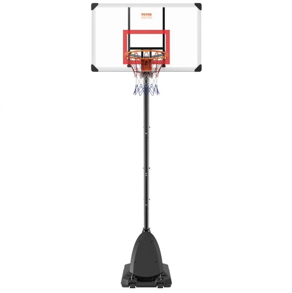VEVOR Basketball Hoop, 7.6-10 ft Adjustable Height Portable Backboard System, 50 inch Basketball Hoop & Goal, Kids & Adults Basketball Set with Wheels, Stand, and Fillable Base, for Outdoor/Indoor
