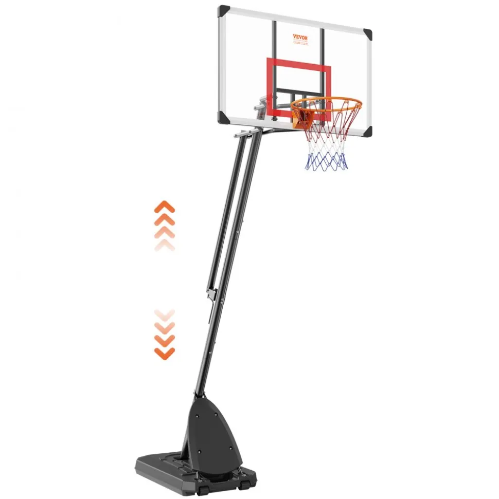 VEVOR Basketball Hoop, 7.6-10 ft Adjustable Height Portable Backboard System, 50 inch Basketball Hoop & Goal, Kids & Adults Basketball Set with Wheels, Stand, and Fillable Base, for Outdoor/Indoor