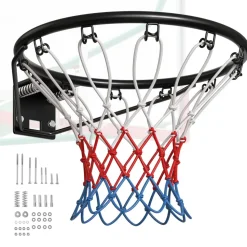 VEVOR Basketball Rim, Wall Door Mounted Basketball Hoop, Heavy Duty Q235 Basketball Flex Rim Goal Replacement with Net and Double Spring, Standard 18