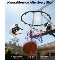 VEVOR Basketball Rim, Wall Door Mounted Basketball Hoop, Heavy Duty Q235 Basketball Flex Rim Goal Replacement with Net and Double Spring, Standard 18