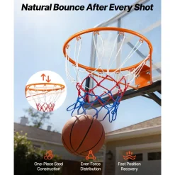 VEVOR Basketball Rim, Wall Door Mounted Basketball Hoop, Heavy Duty Q235 Basketball Flex Rim Goal Replacement with Net, Standard 18