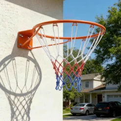 VEVOR Basketball Rim, Wall Door Mounted Basketball Hoop, Heavy Duty Q235 Basketball Flex Rim Goal Replacement with Net, Standard 18