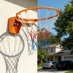 VEVOR Basketball Rim, Wall Door Mounted Basketball Hoop, Heavy Duty Q235 Basketball Flex Rim Goal Replacement with Net, Standard 18