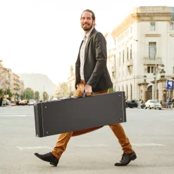 VEVOR Bass Guitar Hard Case, 48.03 in Rectangular Guitar Hard Case, With Lock Latch Keys Handle, PVC Padding Soft Lining Water-Resistant Hard Shell Guitar Cases, for 39-46.5 in Bass Guitars, Black