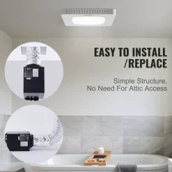 VEVOR Bathroom Exhaust Fan, 110 CFM High-Efficiency Ventilation, 1.5sones Low Noise Operation All-Copper Motor, Energy-Saving Bathroom Ceiling Fan, No Need For Attic Access, For Various Ceilings