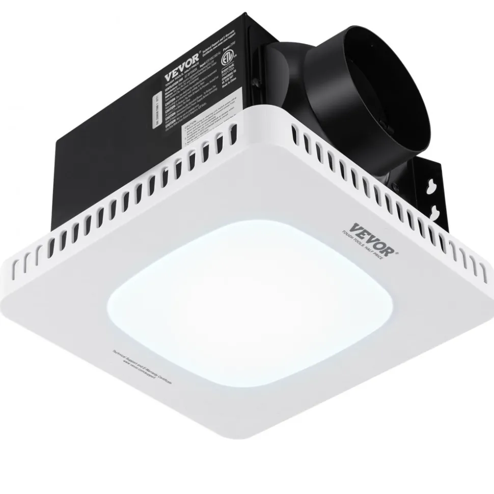 VEVOR Bathroom Exhaust Fan, 110 CFM High-Efficiency Ventilation, 1.5sones Low Noise Operation All-Copper Motor, Energy-Saving Bathroom Ceiling Fan, No Need For Attic Access, For Various Ceilings