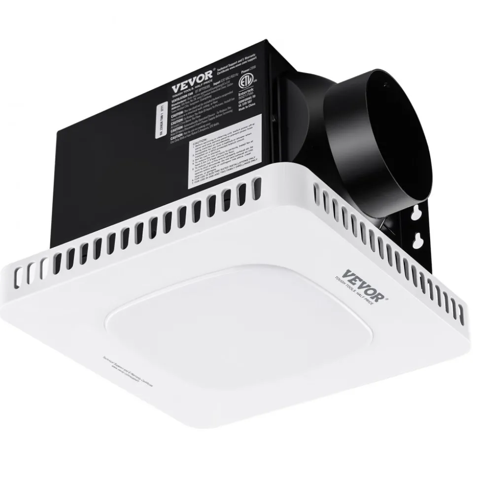 VEVOR Bathroom Exhaust Fan, 110 CFM High-Efficiency Ventilation, 1.5sones Low Noise Operation All-Copper Motor, Energy-Saving Bathroom Ceiling Fan, No Need For Attic Access, For Various Ceilings