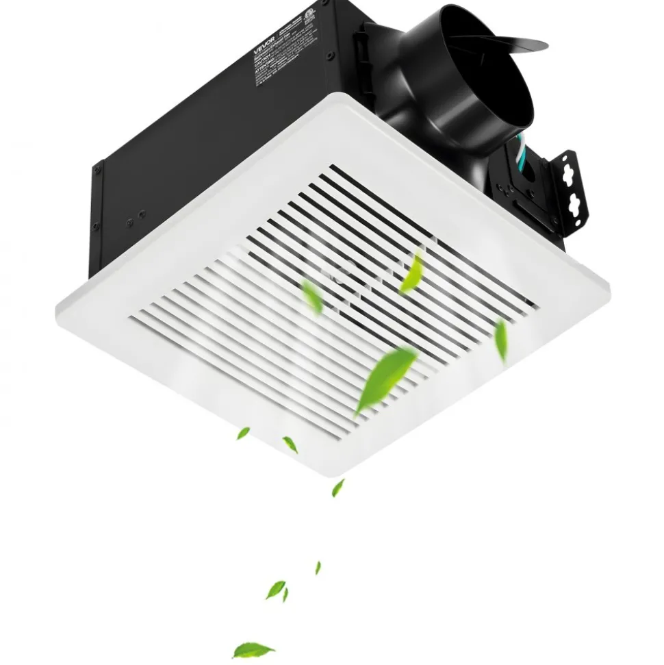 VEVOR Bathroom Exhaust Fan, 50-80-110 CFM Bathroom Vent, Low-Noise, Premium Motor Ceiling Fan, Standard 4-inch Duct Interface for Laundry Room, Storage Room, Home Ventilation, White