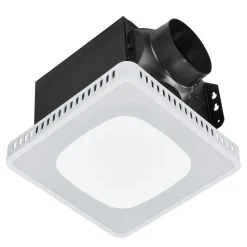 VEVOR Bathroom Exhaust Fan, 80-110-130 CFM Bathroom Vent with Seven Colors RGB Lights, 1.5 Sones Low-Noise, Premium DC Motor Ceiling Fan for KTV Laundry Room, Storage Room, Ventilation, White