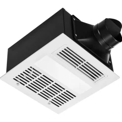 VEVOR Bathroom Exhaust Fan with Light and Heater, 80-90-110 CFM 1500W Bathroom Vent, 1.5 Sones Low-Noise, Premium DC Motor Ceiling Fan for Laundry Room, Storage Room, Home Ventilation, White