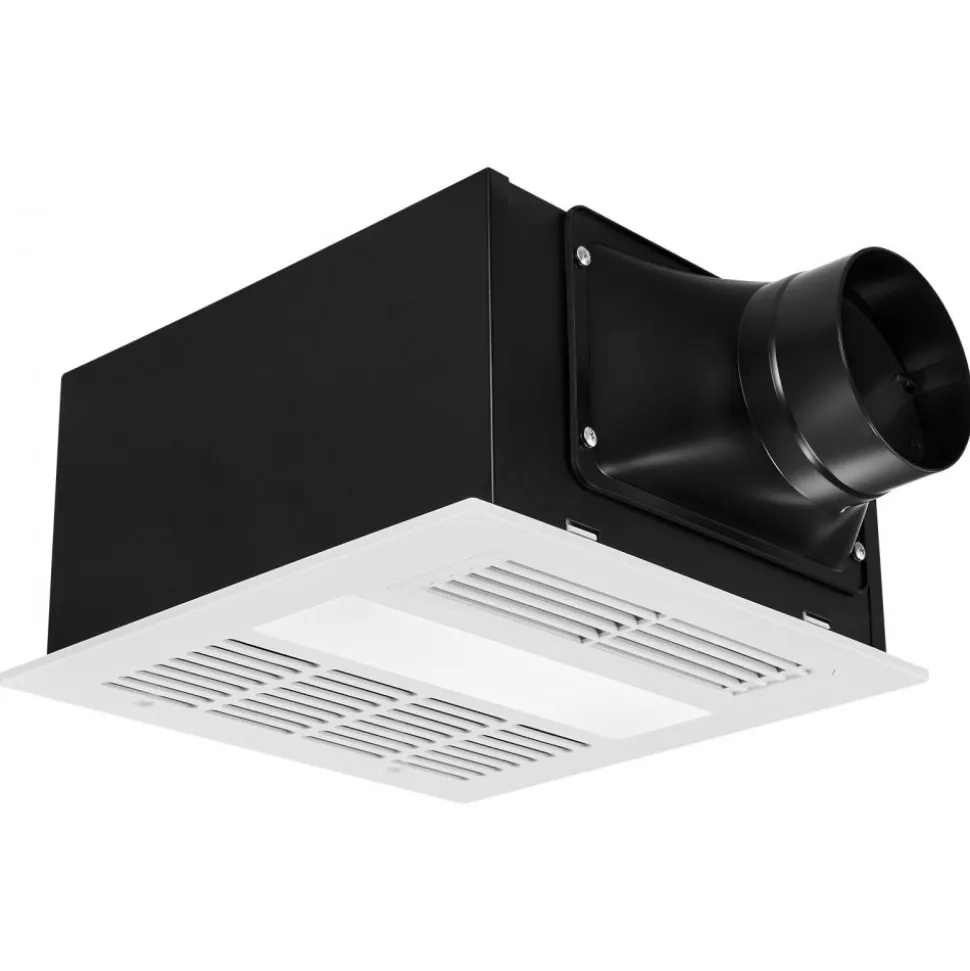 VEVOR Bathroom Exhaust Fan with Light and Heater, 80-90-110 CFM 1500W Bathroom Vent, 1.5 Sones Low-Noise, Premium DC Motor Ceiling Fan for Laundry Room, Storage Room, Home Ventilation, White