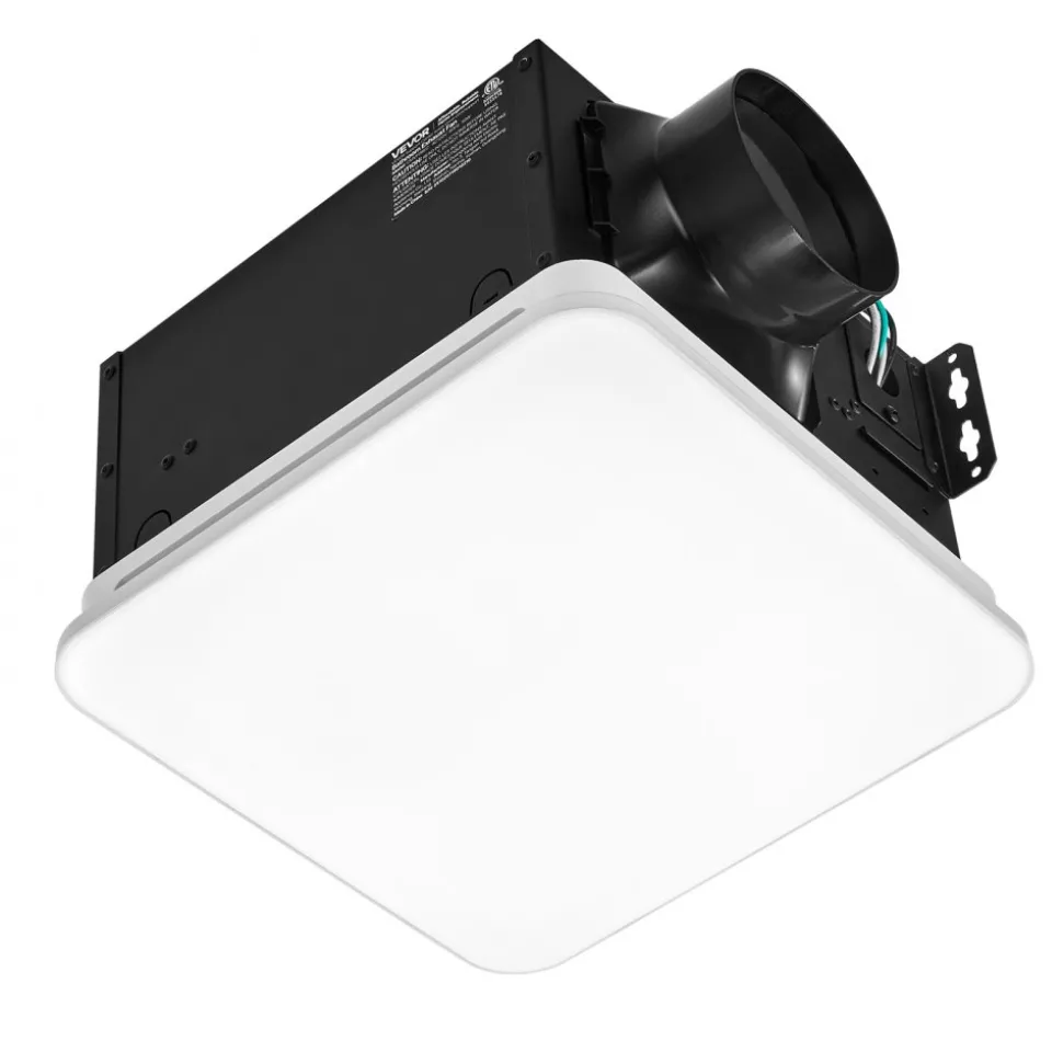 VEVOR Bathroom Exhaust Fan with LED Light, 80 CFM Bathroom Vent Three Gear Color Temp, 1.5 Sones Low-Noise, Premium AC Motor Ceiling Fan for Laundry Room, Storage Room, Home Ventilation, White