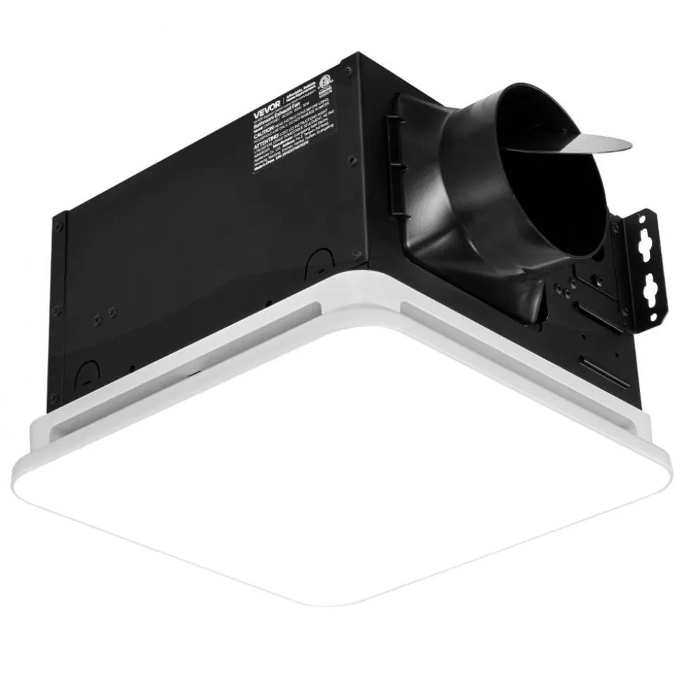 VEVOR Bathroom Exhaust Fan with LED Light, 80 CFM Bathroom Vent Three Gear Color Temp, 1.5 Sones Low-Noise, Premium AC Motor Ceiling Fan for Laundry Room, Storage Room, Home Ventilation, White