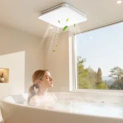 VEVOR Bathroom Exhaust Fan with LED Light, 80 CFM Bathroom Vent Three Gear Color Temp, 1.5 Sones Low-Noise, Premium AC Motor Ceiling Fan for Laundry Room, Storage Room, Home Ventilation, White