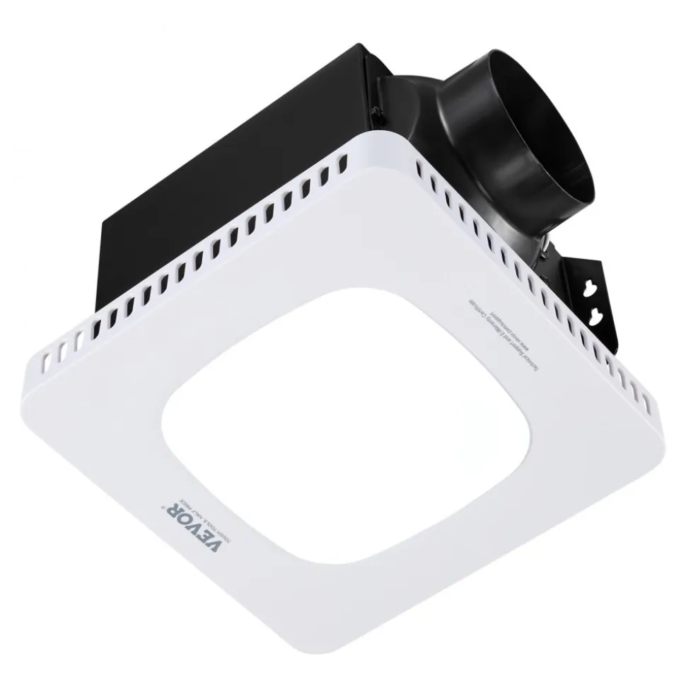 VEVOR Bathroom Exhaust Fan with LED Light, 80-110-130 CFM Bathroom Vent Three Gear Color Temp, 1.5 Sones Low-Noise, Premium AC Motor Ceiling Fan for Laundry Room, Storage Room, Home Ventilation, White