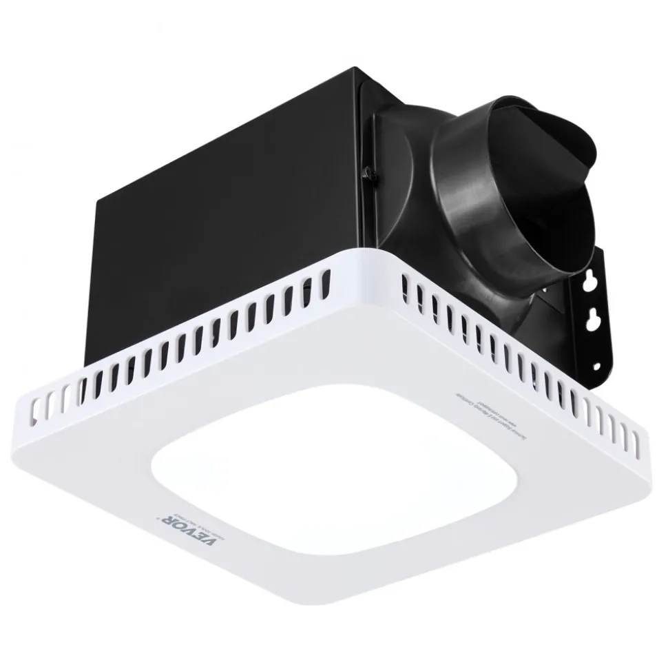 VEVOR Bathroom Exhaust Fan with LED Light, 80-110-130 CFM Bathroom Vent Three Gear Color Temp, 1.5 Sones Low-Noise, Premium AC Motor Ceiling Fan for Laundry Room, Storage Room, Home Ventilation, White