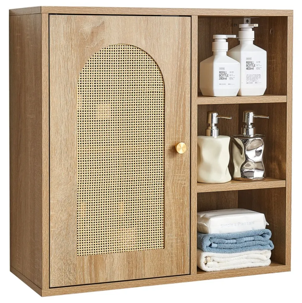 VEVOR Bathroom Wall Cabinet, Door and Adjustable Shelf with 5 Height Levels, Over the Toilet Storage Medicine Cabinet Wall Mounted, Hanging Organizer with Shelves for Laundry Room Kitchen Restroom