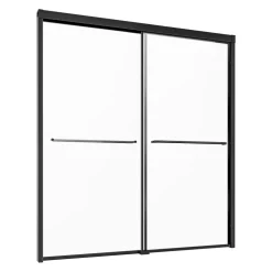 VEVOR Bathtub Shower Door, 56-60 in. W x 60 in. H, Semi-Frameless Double Sliding Tub Door, Semi-Frameless Bypass Tub Door with 1/4 in Shatterproof Tempered Glass and Stainless Steel Handle, Black