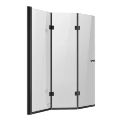 VEVOR Bathtub Shower Door, 51 in. W x 56 in. H, Frameless Foldable Hinged Shower Door, Tri-Fold Shower Glass Door with 1/4 in Tempered Glass Door, 180°Rotating and Folding Design, for Bathtub, Black