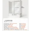 VEVOR Bathtub Shower Door 27.5" W x 55" H Frameless Pivot Tub Door, 1/4" Clear Tempered Glass, Easy-Clean Nano Coating, 180° Folding, Adjustable Sealing Strip, for Home Bathroom Tub, Silver