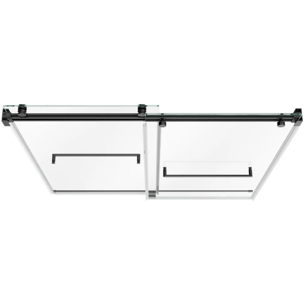 VEVOR Bathtub Shower Door 60"W x 60"H Frameless Bypass Sliding Doors Black, 5/16" Clear Tempered Glass, Double Sliding Tub Shower Doors with 2 Stainless Steel Handles, Nano Coating, for Bathroom Tubs