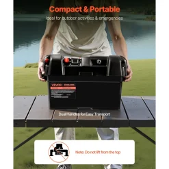 VEVOR Battery Box, Group 24/27 Trolling Motor Battery Box, 12V/24V Marine Batteries Case with PP Shell and Dual Straps, Smart Batteries Case, Suitable for Trolling Motor, Marine,RV & Solar Panel