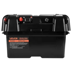 VEVOR Battery Box, Group 24/27 Trolling Motor Battery Box, 12V/24V Marine Batteries Case with PP Shell and Dual Straps, Smart Batteries Case, Suitable for Trolling Motor, Marine,RV & Solar Panel