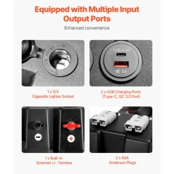 VEVOR Battery Box, Group 24/31 Trolling Motor Battery Box, 12V/24V Marine Batteries Case with PP Shell and Dual Straps, Smart Batteries Case, Suitable for Trolling Motor, Marine,RV & Solar Panel
