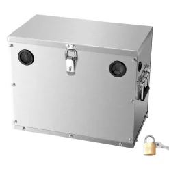 VEVOR Battery Box, Group 24/31 Trolling Motor Battery Box, Marine Batteries Case with Rubber-Grommet Cable Holes, Aluminum Alloy Shell Storage Case, Easy Installation, for Off-Road Racers, Trucks