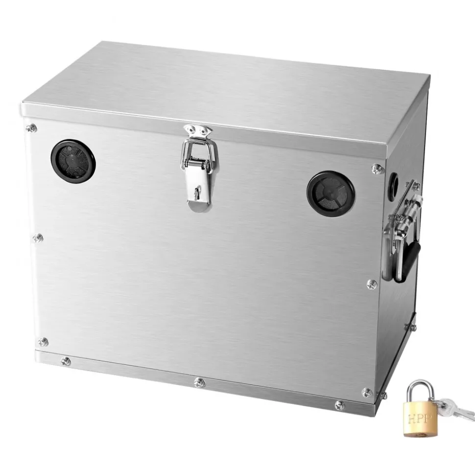 VEVOR Battery Box, Group 24/31 Trolling Motor Battery Box, Marine Batteries Case with Rubber-Grommet Cable Holes, Aluminum Alloy Shell Storage Case, Easy Installation, for Off-Road Racers, Trucks