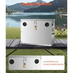 VEVOR Battery Box, Group 24/31 Trolling Motor Battery Box, Marine Batteries Case with Rubber-Grommet Cable Holes, Aluminum Alloy Shell Storage Case, Easy Installation, for Off-Road Racers, Trucks