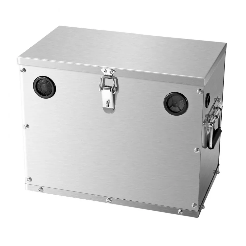 VEVOR Battery Box, Group 24/31 Trolling Motor Battery Box, Marine Batteries Case with Rubber-Grommet Cable Holes, Aluminum Alloy Shell Storage Case, Easy Installation, for Off-Road Racers, Trucks