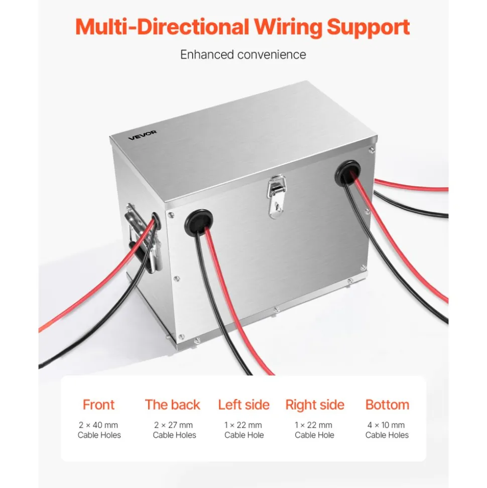 VEVOR Battery Box, Group 24/31 Trolling Motor Battery Box, Marine Batteries Case with Rubber-Grommet Cable Holes, Aluminum Alloy Shell Storage Case, Easy Installation, for Off-Road Racers, Trucks