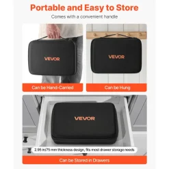 VEVOR Battery Organizer Storage Box, Battery Case Bag with Tester BT-168, Waterproof Batteries Organizer Storage Case with Zipper, Holds 167 Batteries AA AAA C D 9V Button, Black (Box Only)