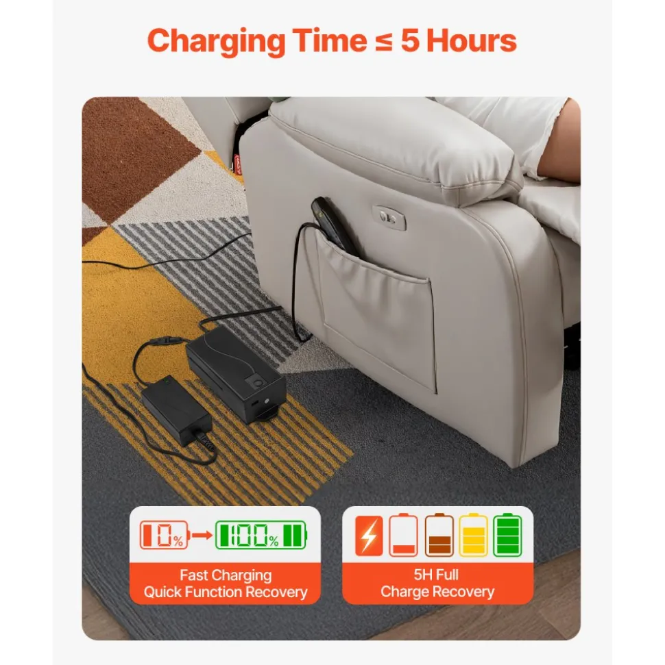 VEVOR Battery Pack for Reclining Furniture, 5000 mAh Rechargeable Recliner Battery Pack, with Universal 2-Pin Connection and LED Display Screen, for Electric Recliner, Sofa, Couch, and Lift Chair