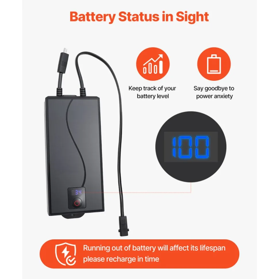 VEVOR Battery Pack for Reclining Furniture, 5000 mAh Rechargeable Recliner Battery Pack, with Universal 2-Pin Connection and LED Display Screen, for Electric Recliner, Sofa, Couch, and Lift Chair