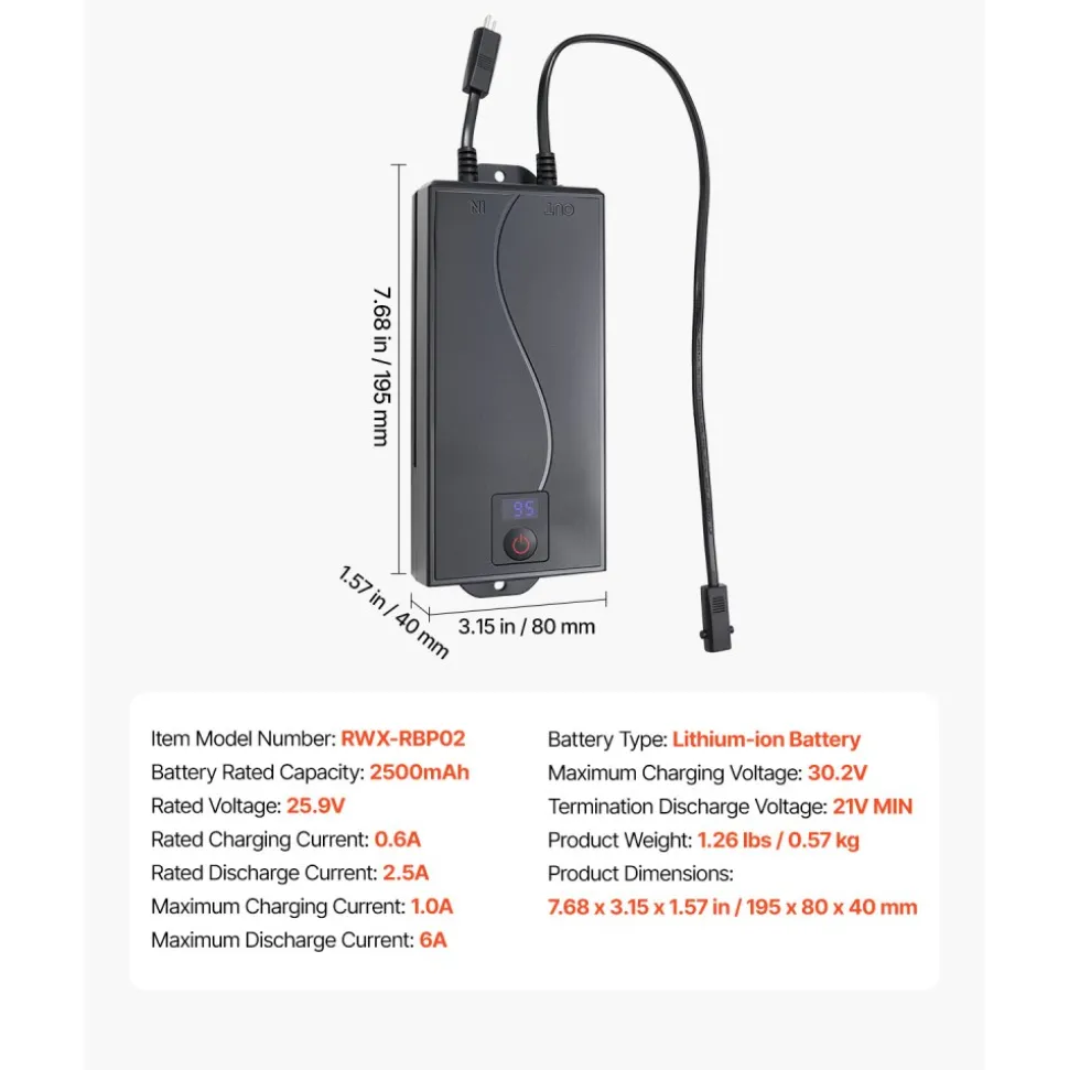 VEVOR Battery Pack for Reclining Furniture, 2500 mAh Rechargeable Recliner Battery Pack, with Universal 2-Pin Connection and LED Display Screen, for Electric Recliner, Sofa, Couch, and Lift Chair