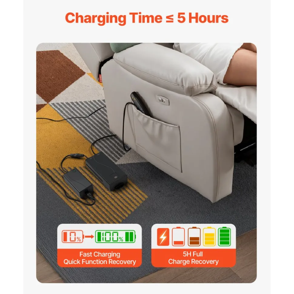 VEVOR Battery Pack for Reclining Furniture, 2500 mAh Rechargeable Recliner Battery Pack, with Universal 2-Pin Connection and LED Display Screen, for Electric Recliner, Sofa, Couch, and Lift Chair