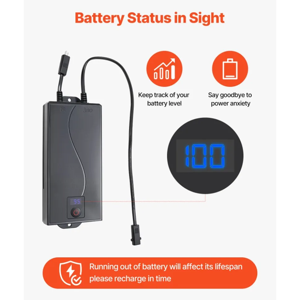 VEVOR Battery Pack for Reclining Furniture with Adapter, 2500 mAh Rechargeable Recliner Battery Pack with Universal 2-Pin Connector and LED Screen, for Electric Recliner, Sofa, Couch & Lift Chair
