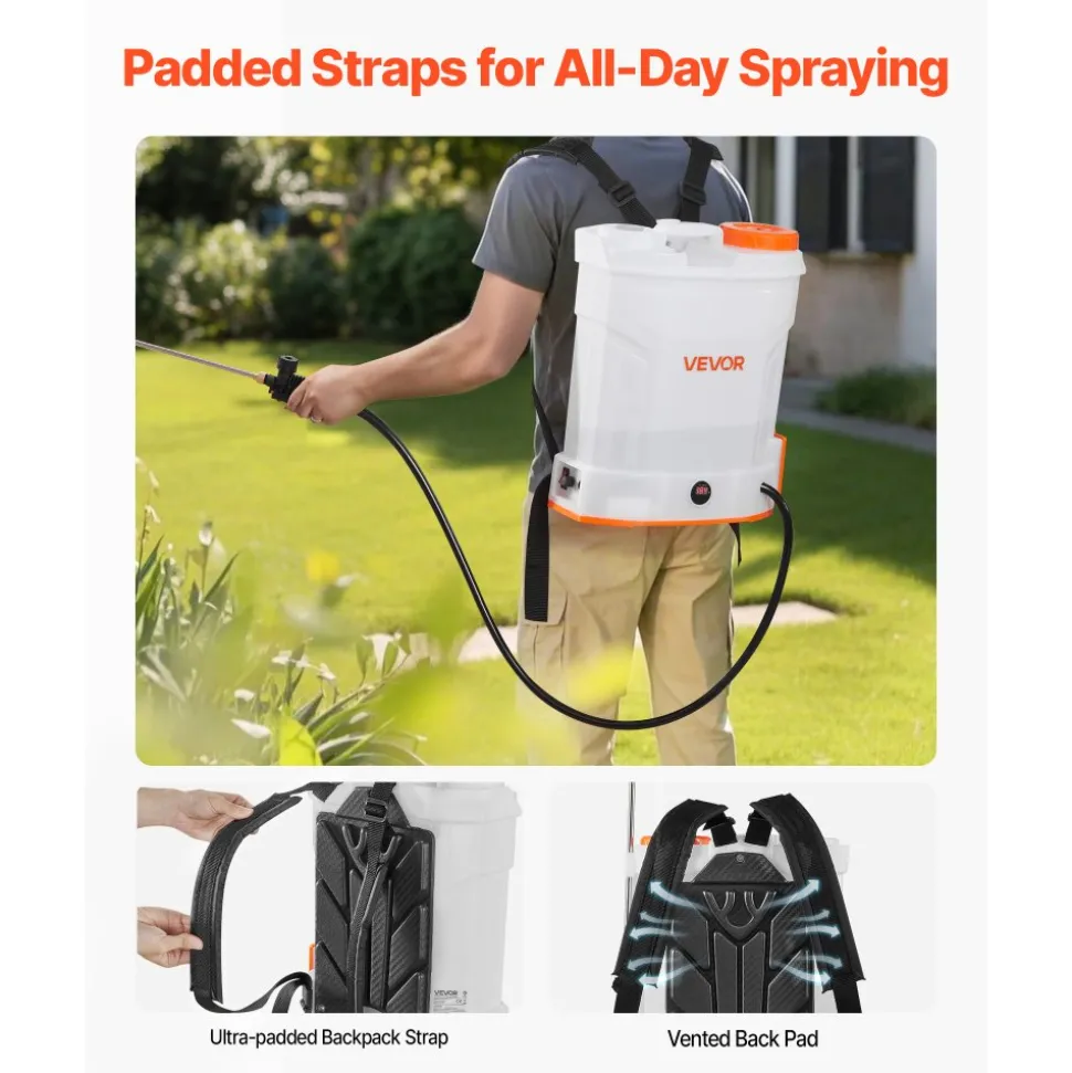 VEVOR Battery Powered Backpack Sprayer, 3.2 Gal Powerful Electric Backpack Sprayer, 2 Retractable Wands & 5 Nozzles, Adjustable 0-90 PSI, 2 Hour Runtime, Portable Weed Sprayers for Yard Garden Lawn