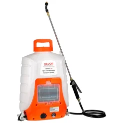 VEVOR Battery Powered Backpack Sprayer, 0-90 PSI Adjustable Pressure, 4 Gallon Tank, Back Pack Sprayer with 8 Nozzles and 2 Wands, 12V 8Ah Battery, Wide Mouth Lid for Weeding, Spraying, Cleaning